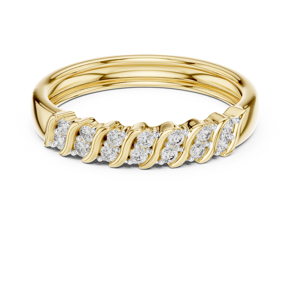 14K Solid Gold Lab Diamond Band Ring, Yellow Gold