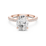 Gold Ring DDLR-177, Oval center stone, Rose Gold, view 4