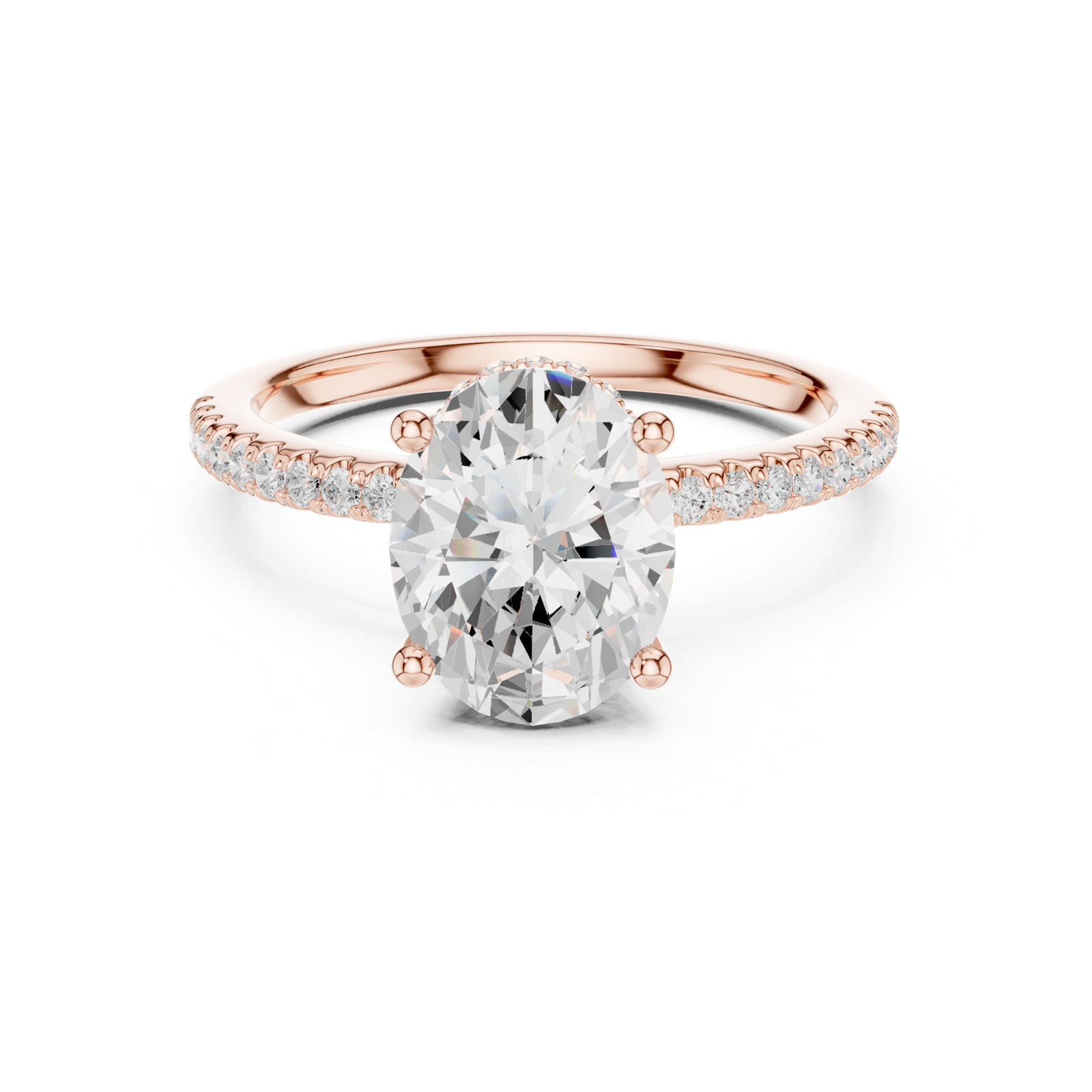 Gold Ring DDLR-177, Oval center stone, Rose Gold, view 4