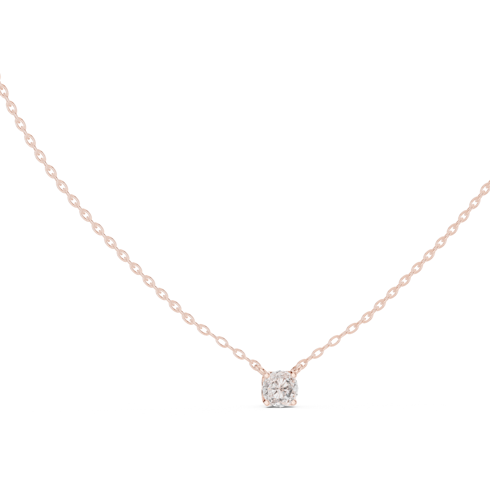 14K Solid Gold Lab Diamond Solitaire Pendant Necklace, Rose Gold, view 1