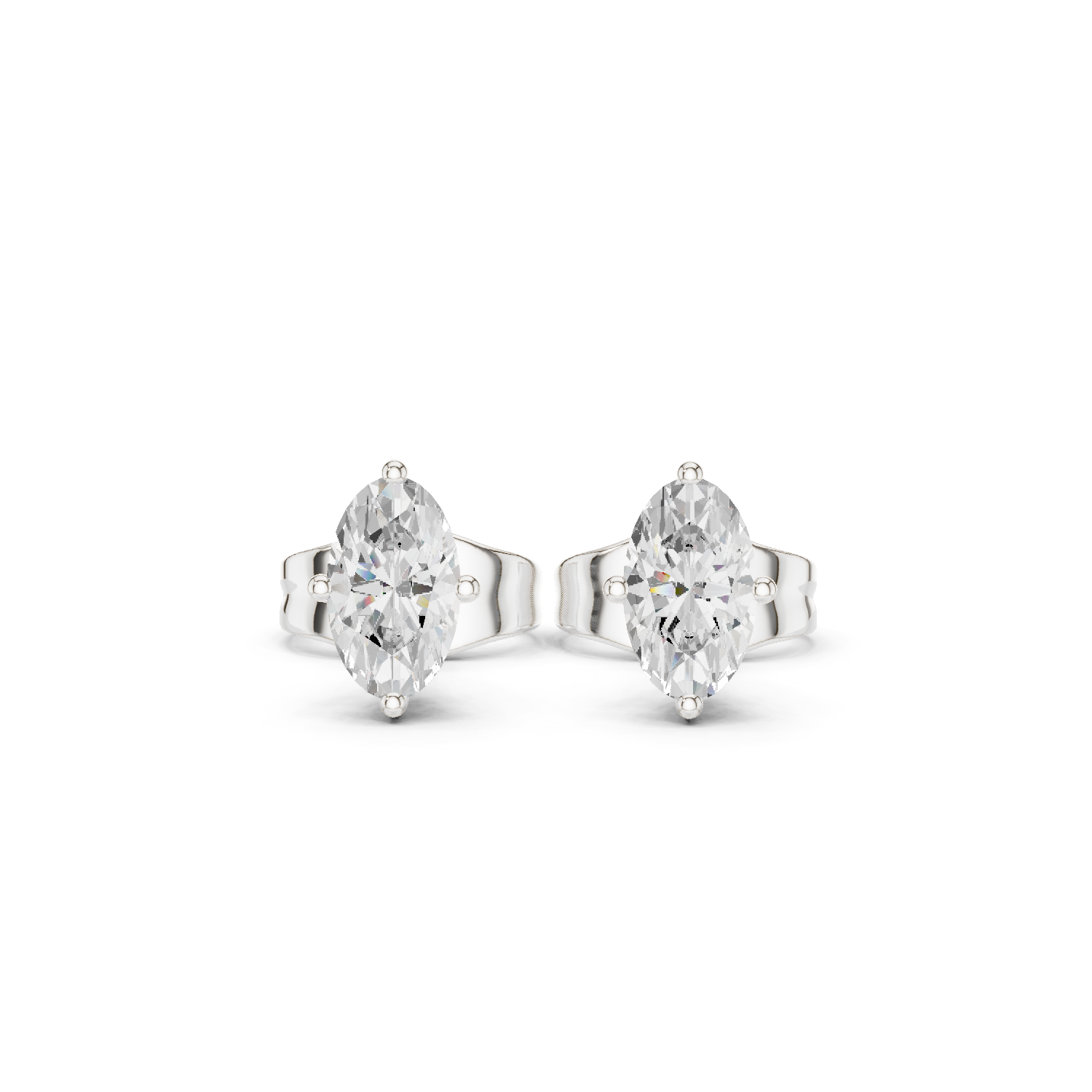 14K Solid Gold Lab Diamond Stud Earrings, White Gold