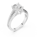 Gold Ring DDLR-253, Pear center stone, White Gold, view 2