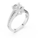 Gold Ring DDLR-253, Pear center stone, White Gold, view 2