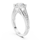 Gold Ring DDLR-253, Round center stone, White Gold, view 1