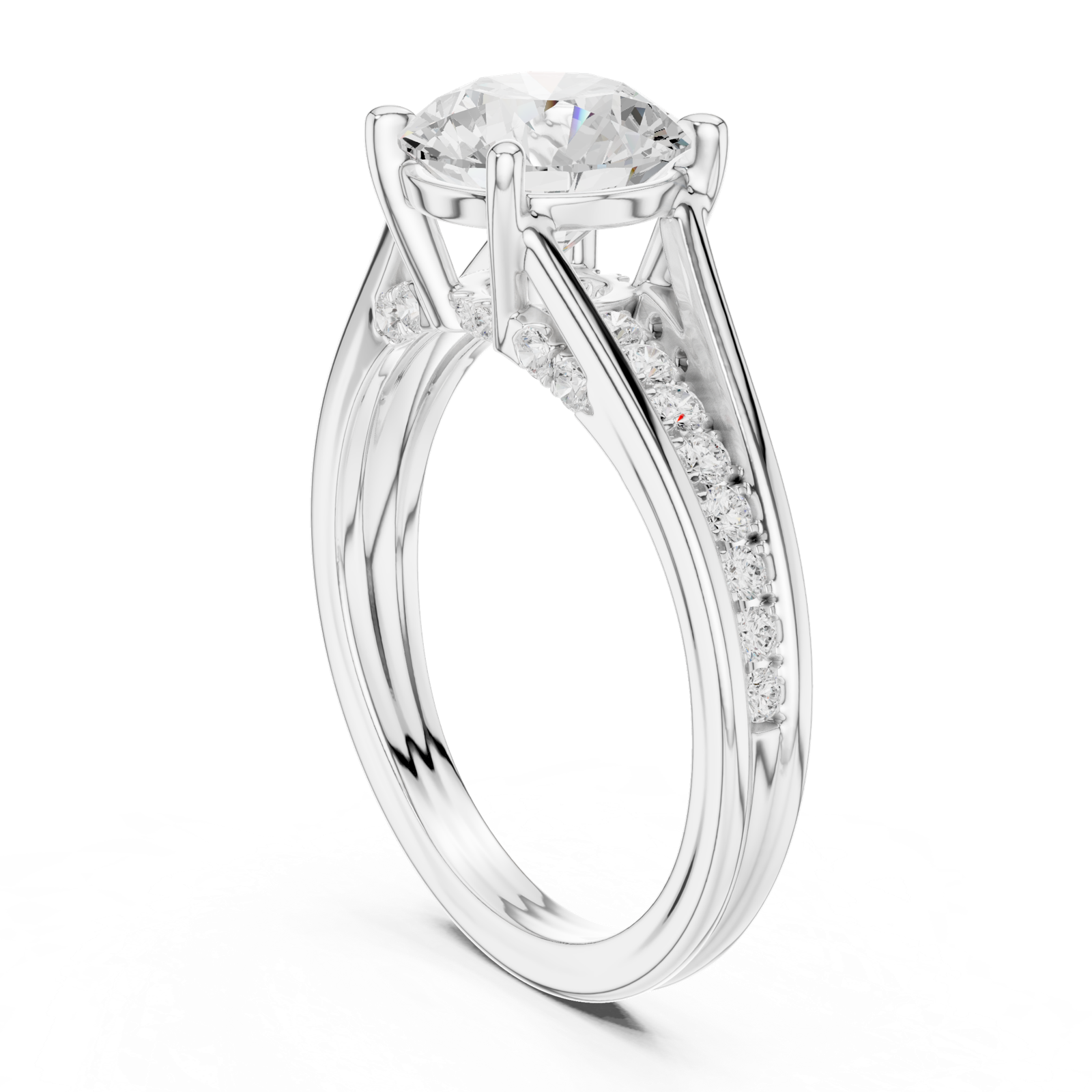 Gold Ring DDLR-253, Round center stone, White Gold, view 1