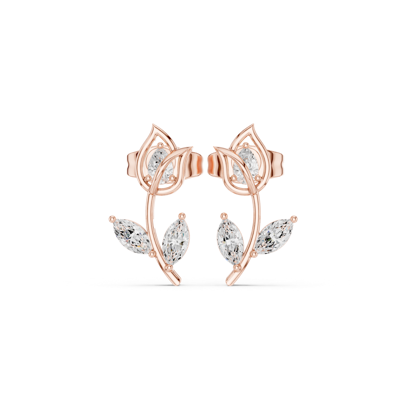 Gold Earrings Earring, Rose Gold, view 4