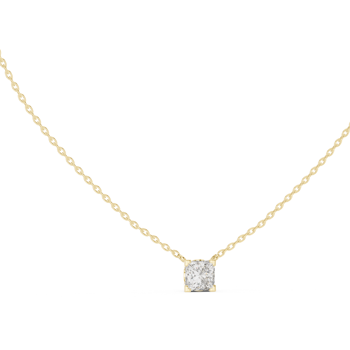 14K Solid Gold Lab Diamond Solitaire Pendant Necklace, Yellow Gold, view 1