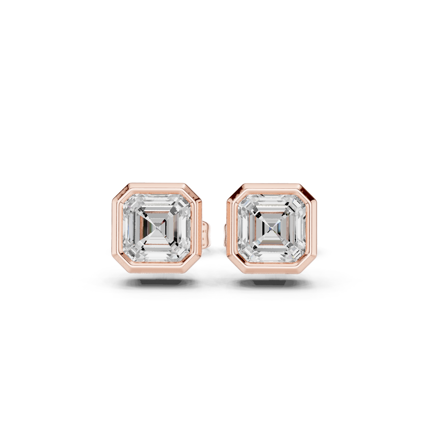Gold Jewelry, Asscher center stone, Rose Gold