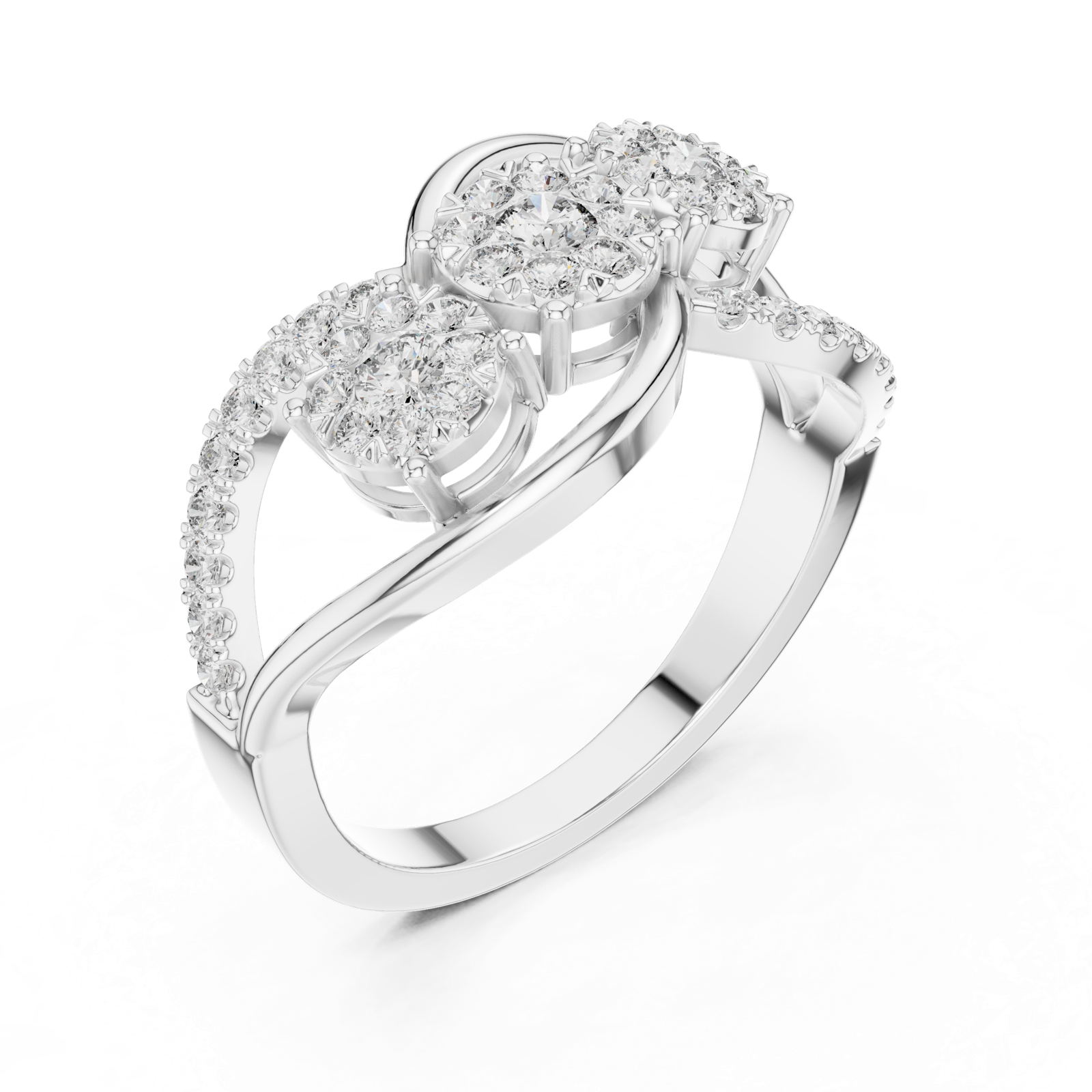 14K Solid Gold Lab Diamond Infinity Cluster Ring, White Gold, view 2