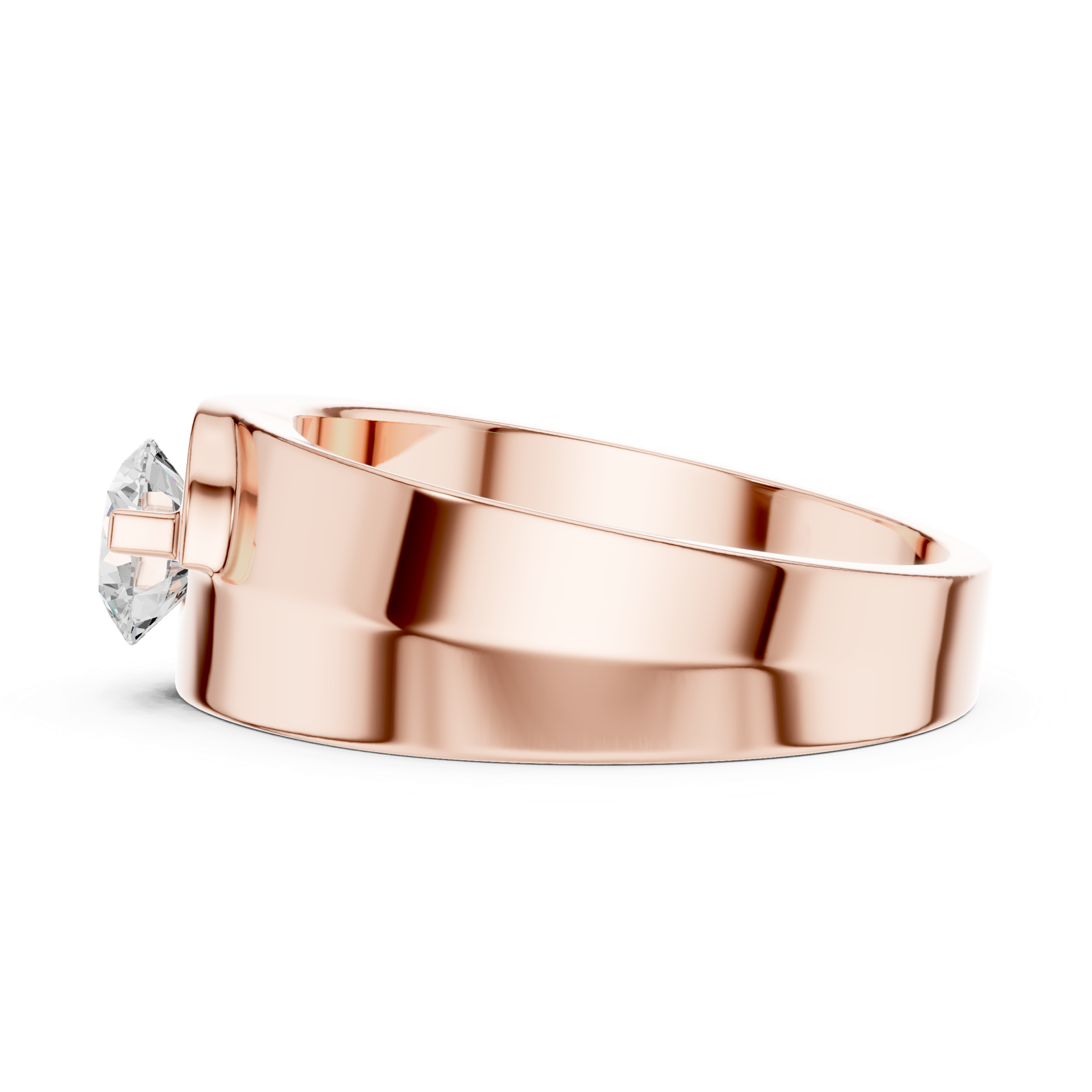 14K Solid Gold Lab Diamond Solitaire Ring, Rose Gold, view 3
