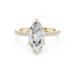 Gold Ring DDLR-177, Marquise center stone, Yellow Gold, view 4