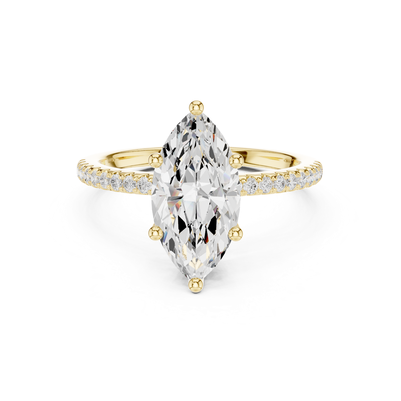 Gold Ring DDLR-177, Marquise center stone, Yellow Gold, view 4