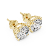 14K Solid Gold Lab Diamond Stud Earrings, Yellow Gold, view 2