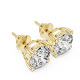 14K Solid Gold Lab Diamond Stud Earrings, Yellow Gold, view 2