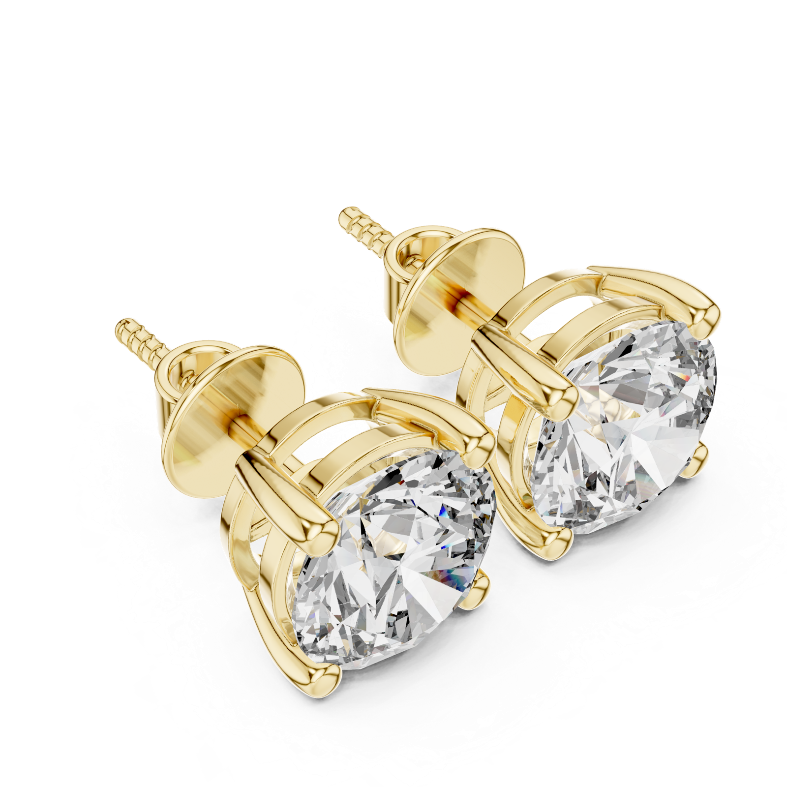 14K Solid Gold Lab Diamond Stud Earrings, Yellow Gold, view 2