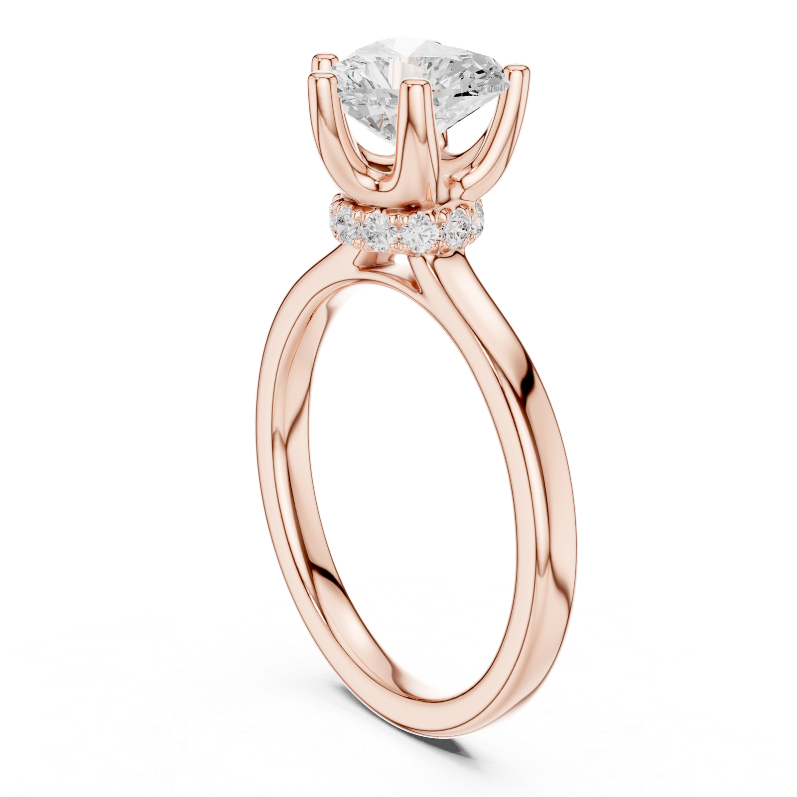 Gold Ring DDLR-176, Heart center stone, Rose Gold, view 1