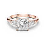 Gold Ring DDLR-035, Princess center stone, Rose Gold