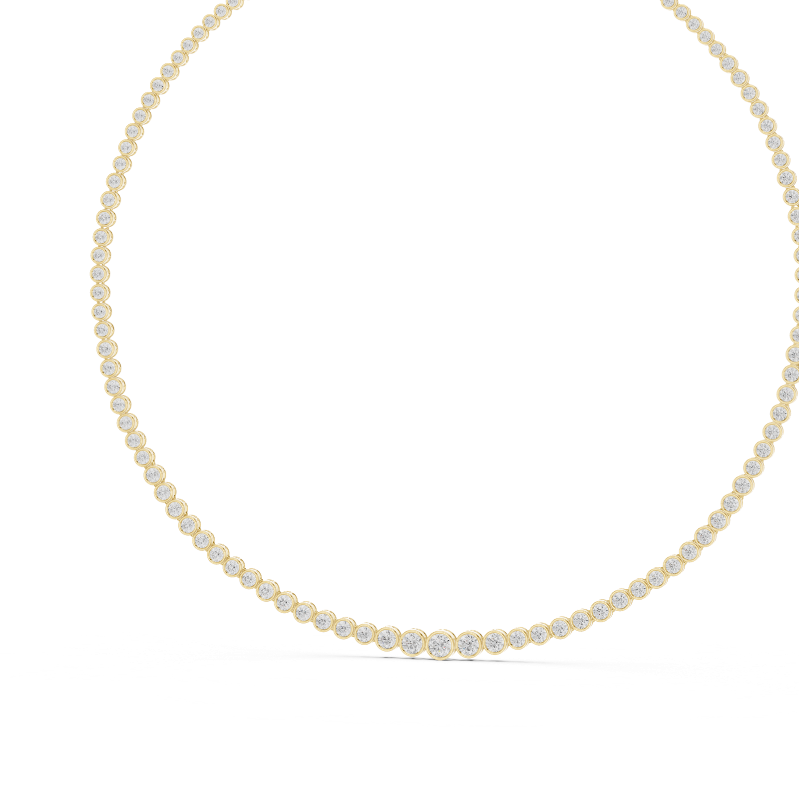 14K Solid Gold Lab Diamond Tennis Necklace, Yellow Gold, view 2