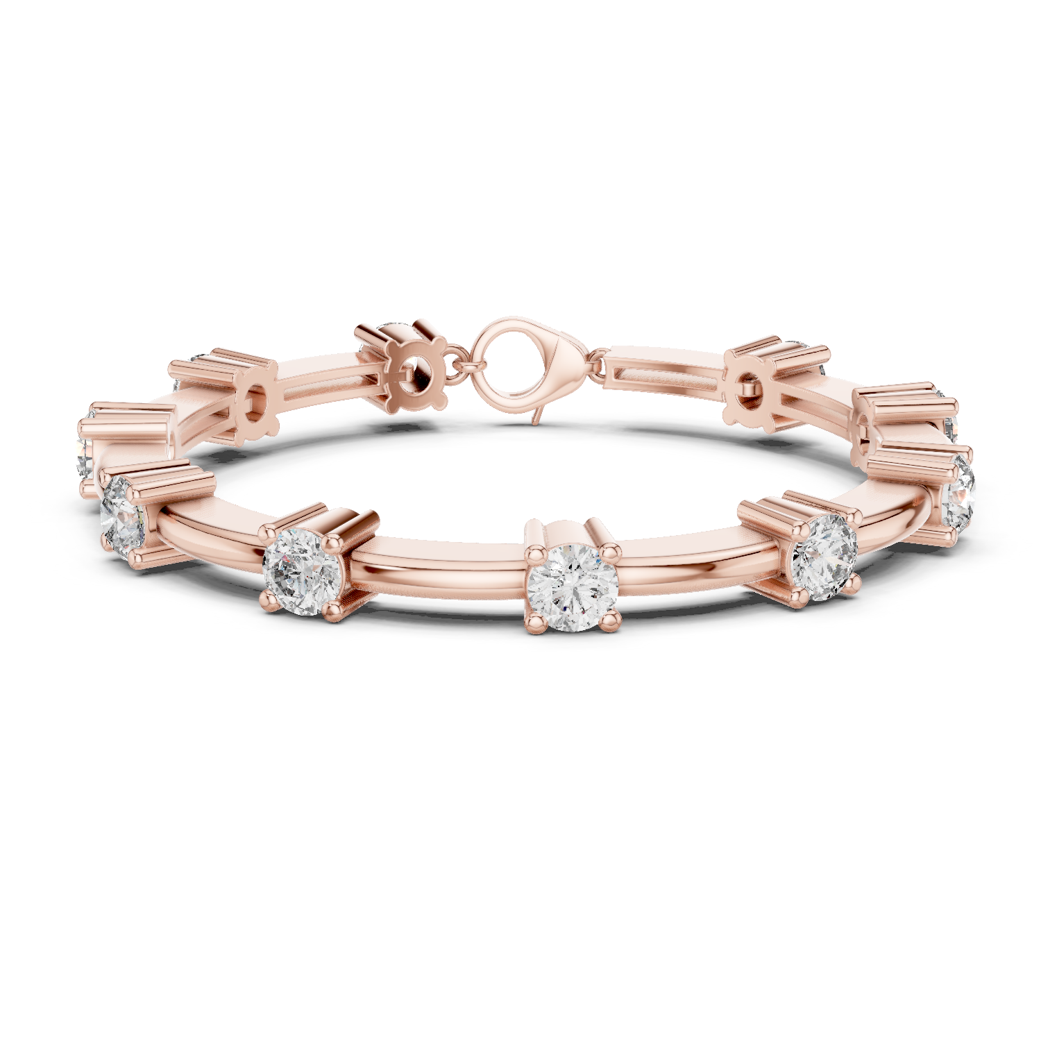 14K Solid Gold Lab Diamond Bracelet, Rose Gold