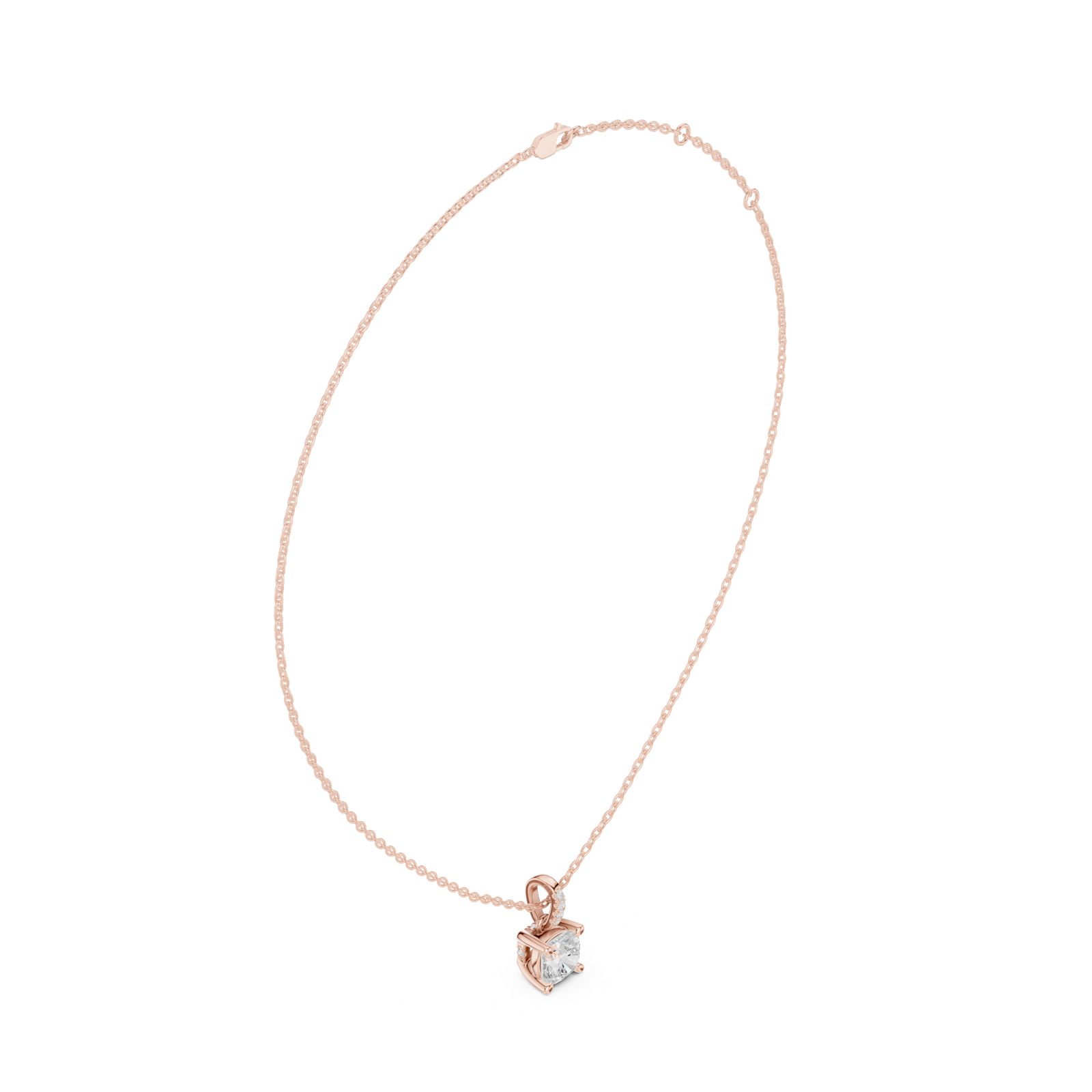 Gold Jewelry, Cushion center stone, Rose Gold, view 1