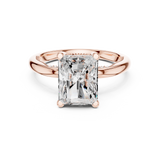Gold Ring DDLR-175, Radiant center stone, Rose Gold, view 4