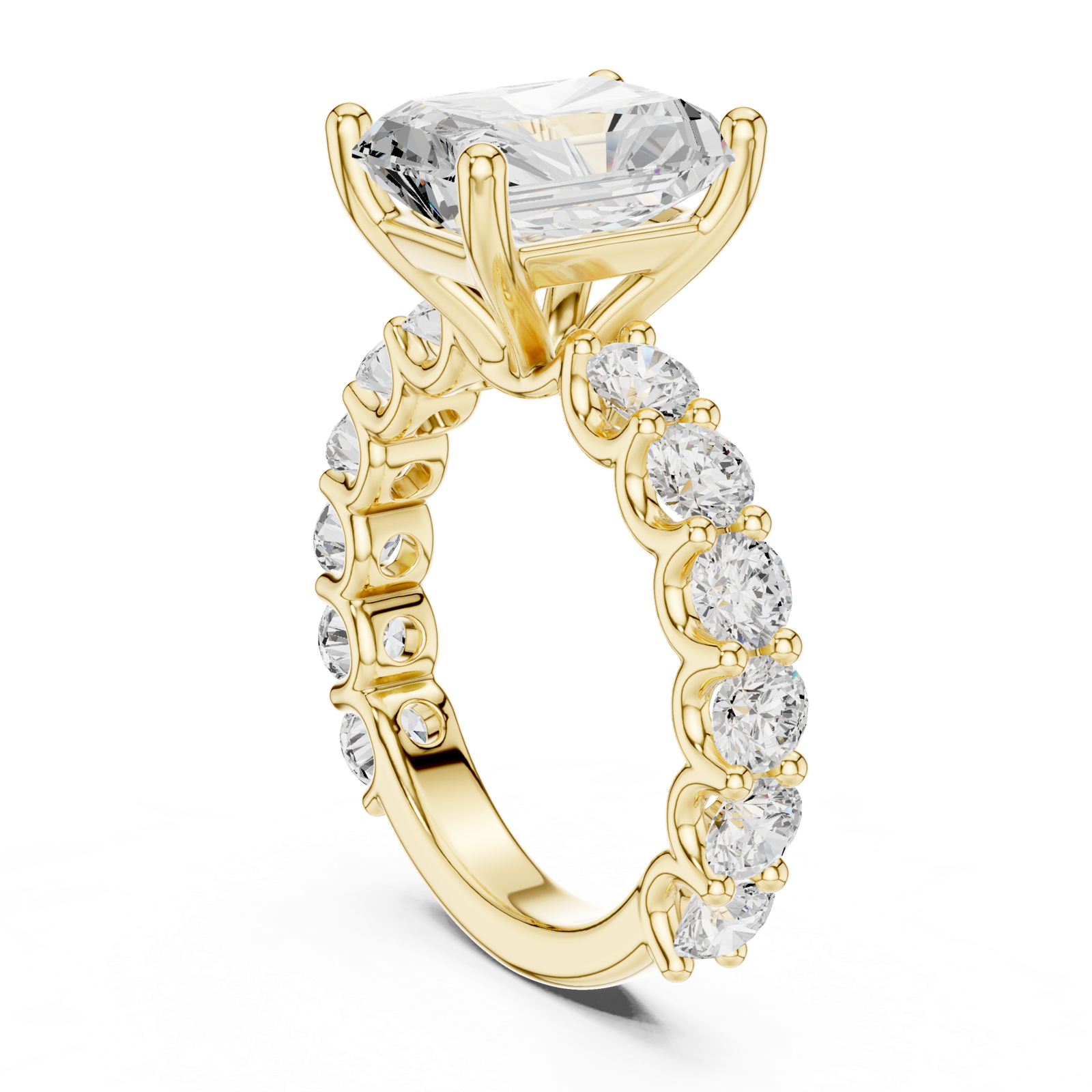 Gold Ring DDLR-087, Radiant center stone, Yellow Gold, view 1