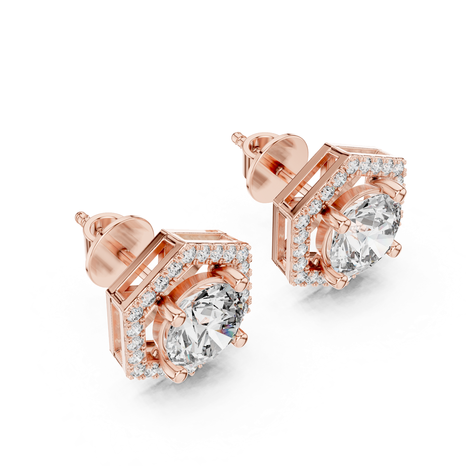 Gold Earrings ER-0013, Rose Gold, view 2