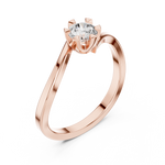 14K Solid Gold Lab Diamond Crossover Ring, Rose Gold, view 2