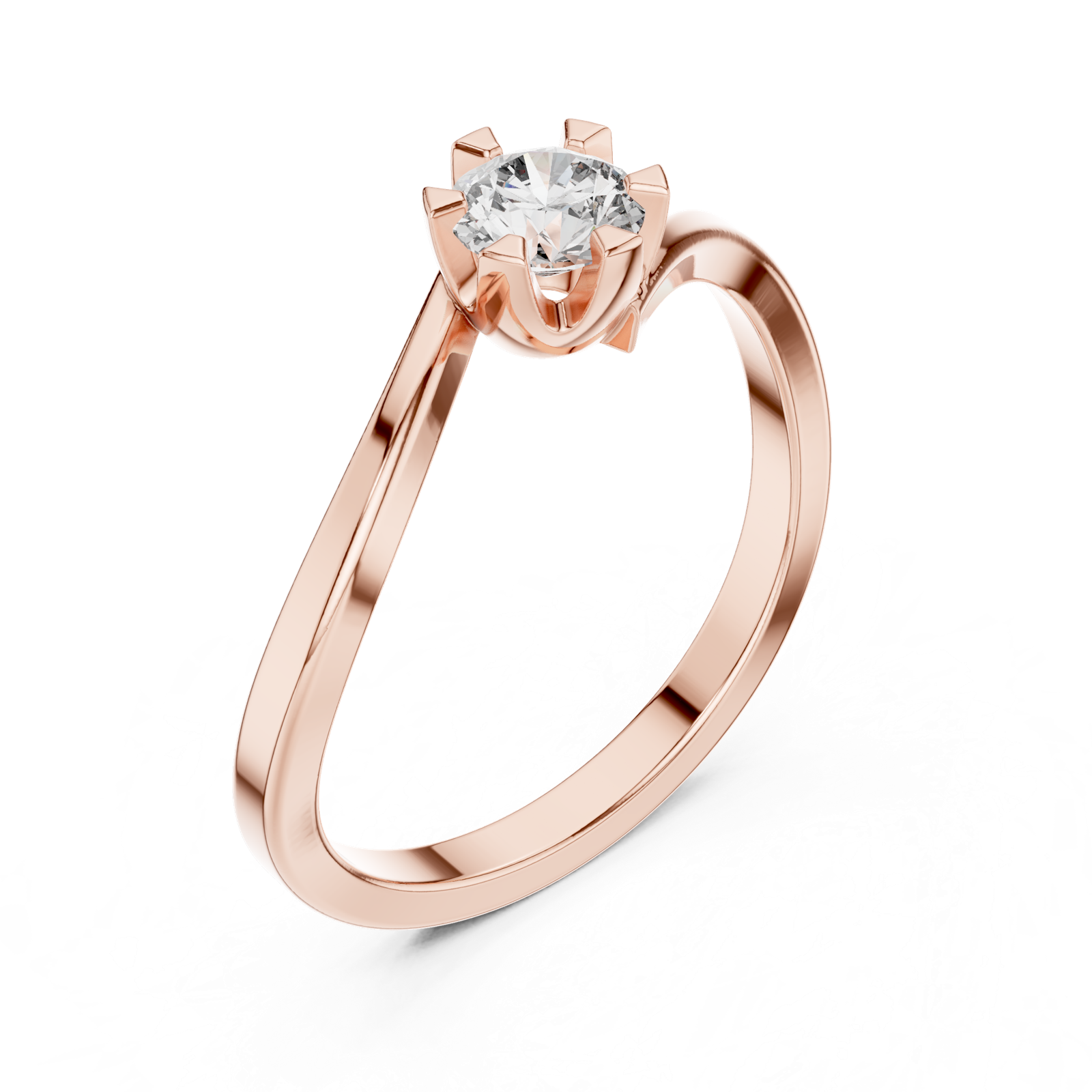14K Solid Gold Lab Diamond Crossover Ring, Rose Gold, view 2