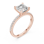 Gold Ring DDLR-040, Asscher center stone, Rose Gold, view 2