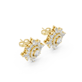 14K Solid Gold Lab Diamond Star Cluster Earrings, Yellow Gold, view 2