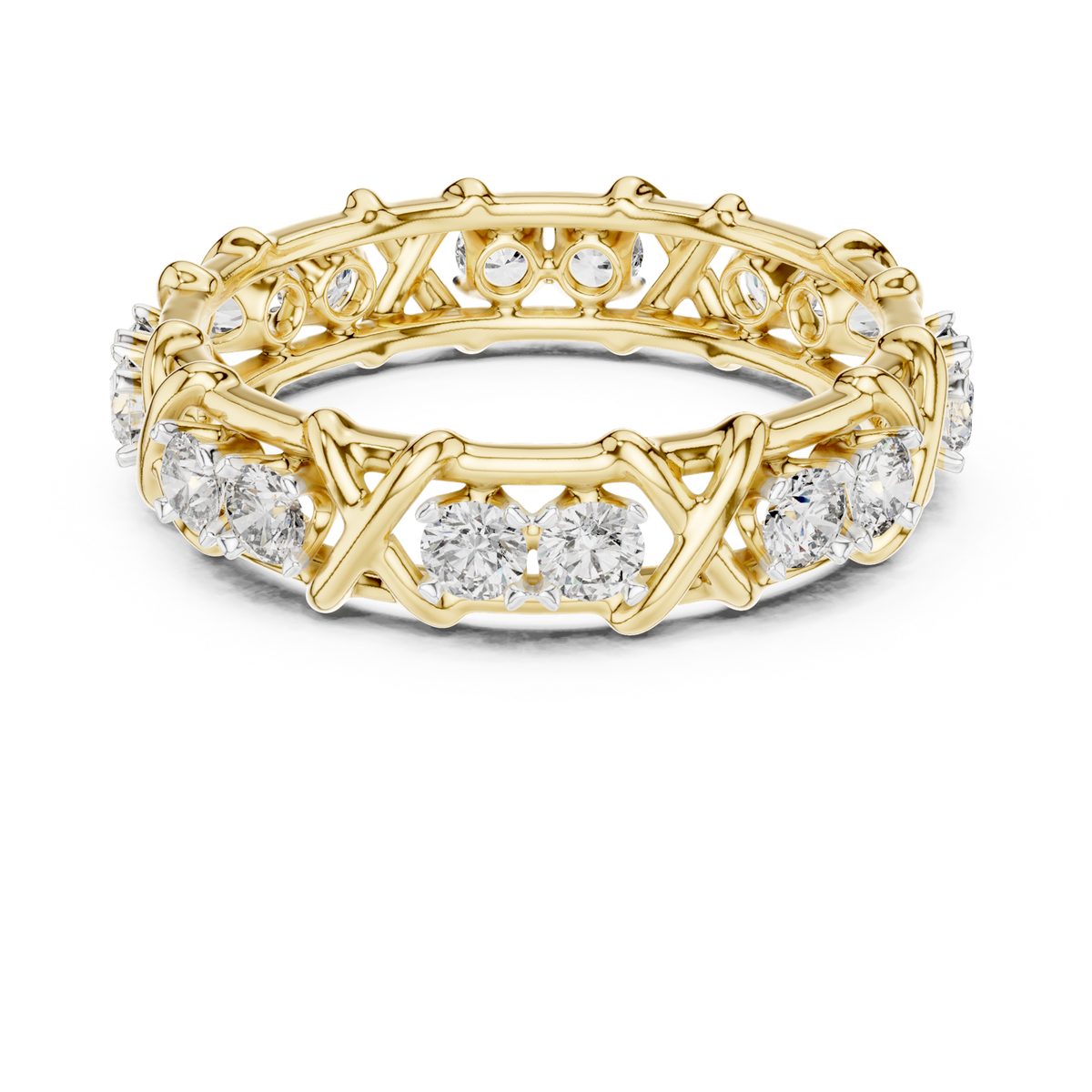 14K Solid Gold Lab Diamond Eternity Ring, Yellow Gold