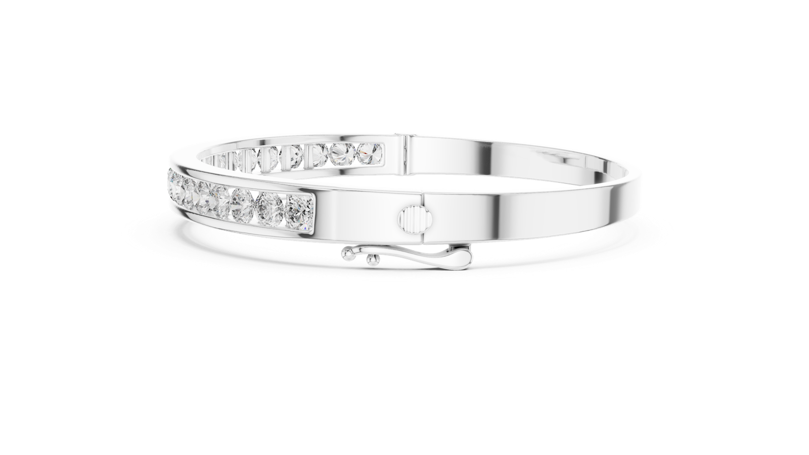 14K Solid Gold Lab Diamond Bracelet, White Gold, view 3
