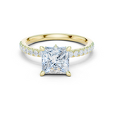 Gold Ring DDLR-256, Princess center stone, Yellow Gold