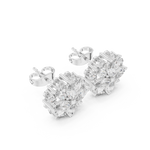 14K Solid Gold Lab Diamond Flower Cluster Earrings, White Gold, view 2