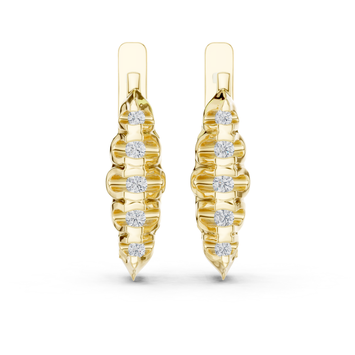 14K Solid Gold Lab Diamond Drop Earrings, Yellow Gold