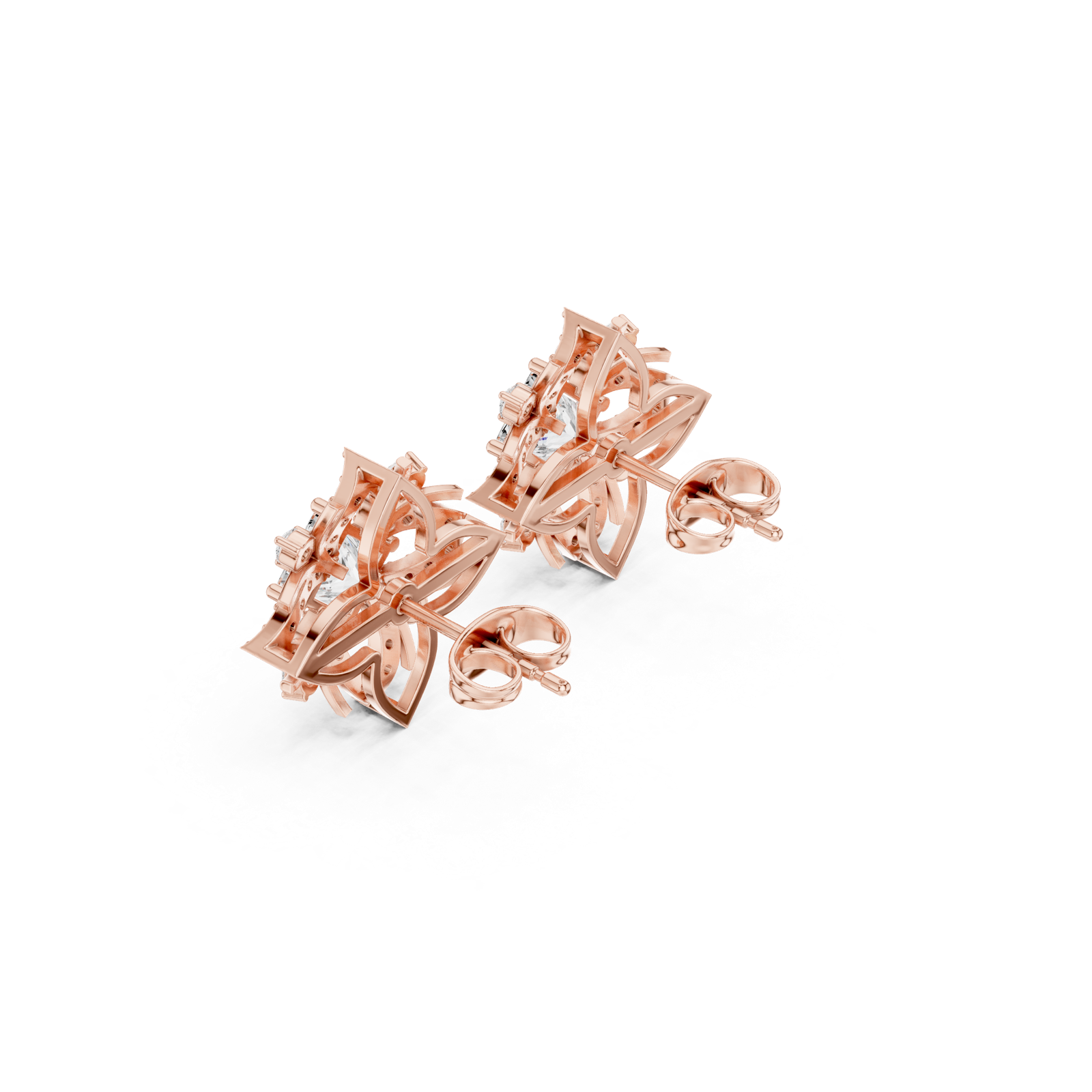 Gold Earrings ALJER-492, Rose Gold, view 2