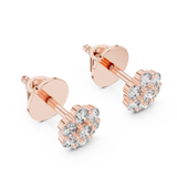 14K Solid Gold Lab Diamond Flower Cluster Earrings, Rose Gold, view 2