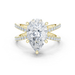Gold Jewelry L36-25, Pear center stone, Yellow Gold