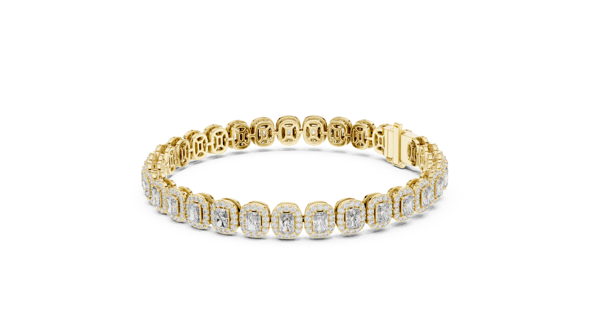14K Solid Gold Lab Diamond Bracelet, Yellow Gold, view 1