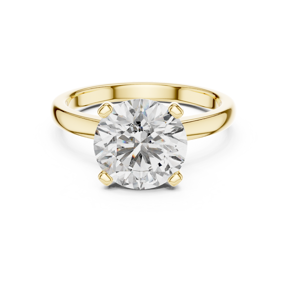 14K Solid Gold Lab Diamond Solitaire Ring, Yellow Gold