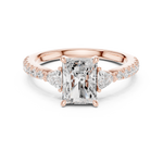 Gold Ring DDLR-037, Radiant center stone, Rose Gold, view 4