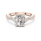 Gold Ring DDLR-037, Radiant center stone, Rose Gold, view 4