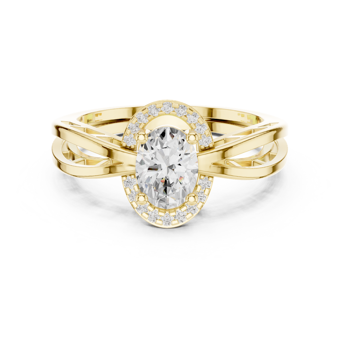 14K Solid Gold Lab Diamond Twist Ring, Yellow Gold