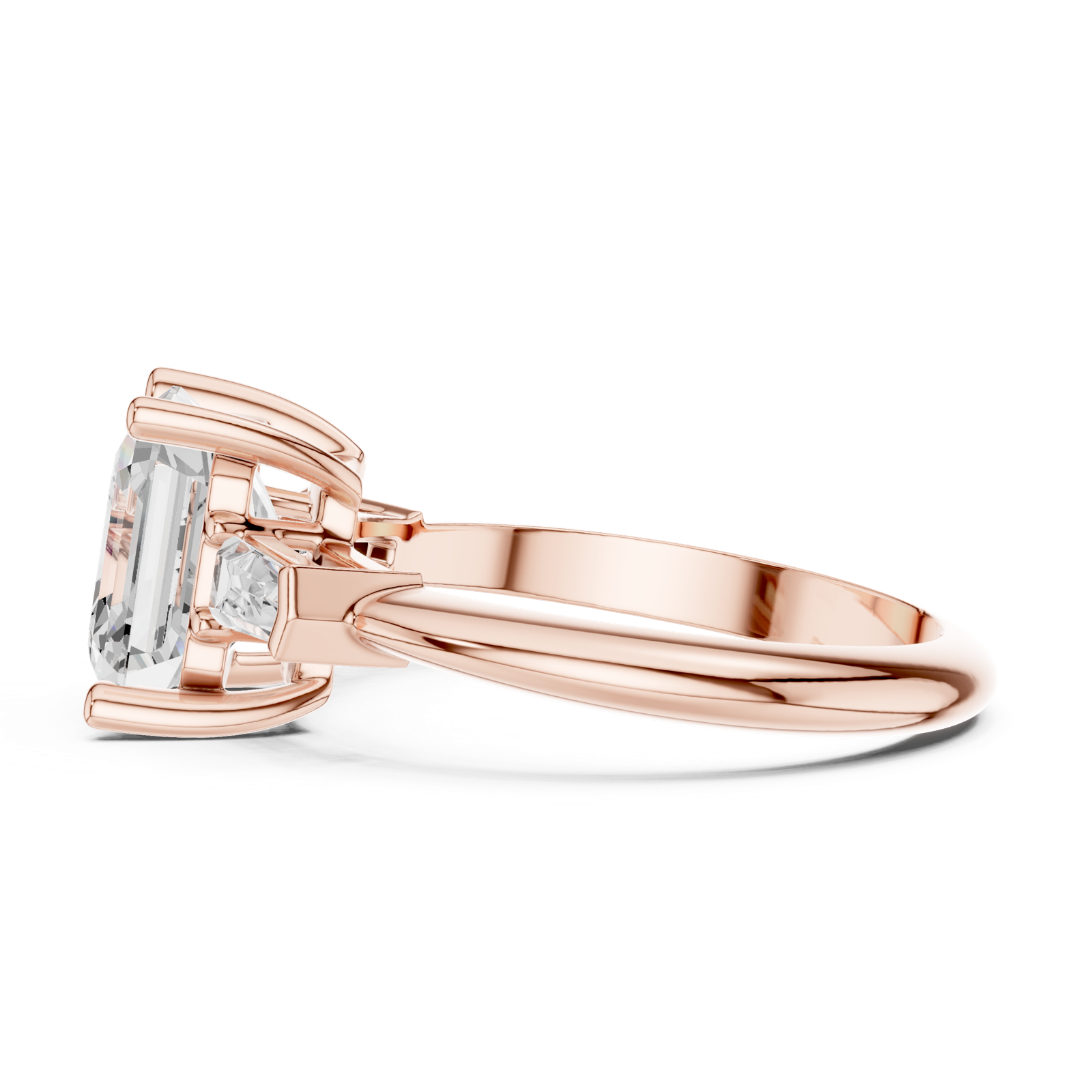 Gold Jewelry, Asscher center stone, Rose Gold, view 3