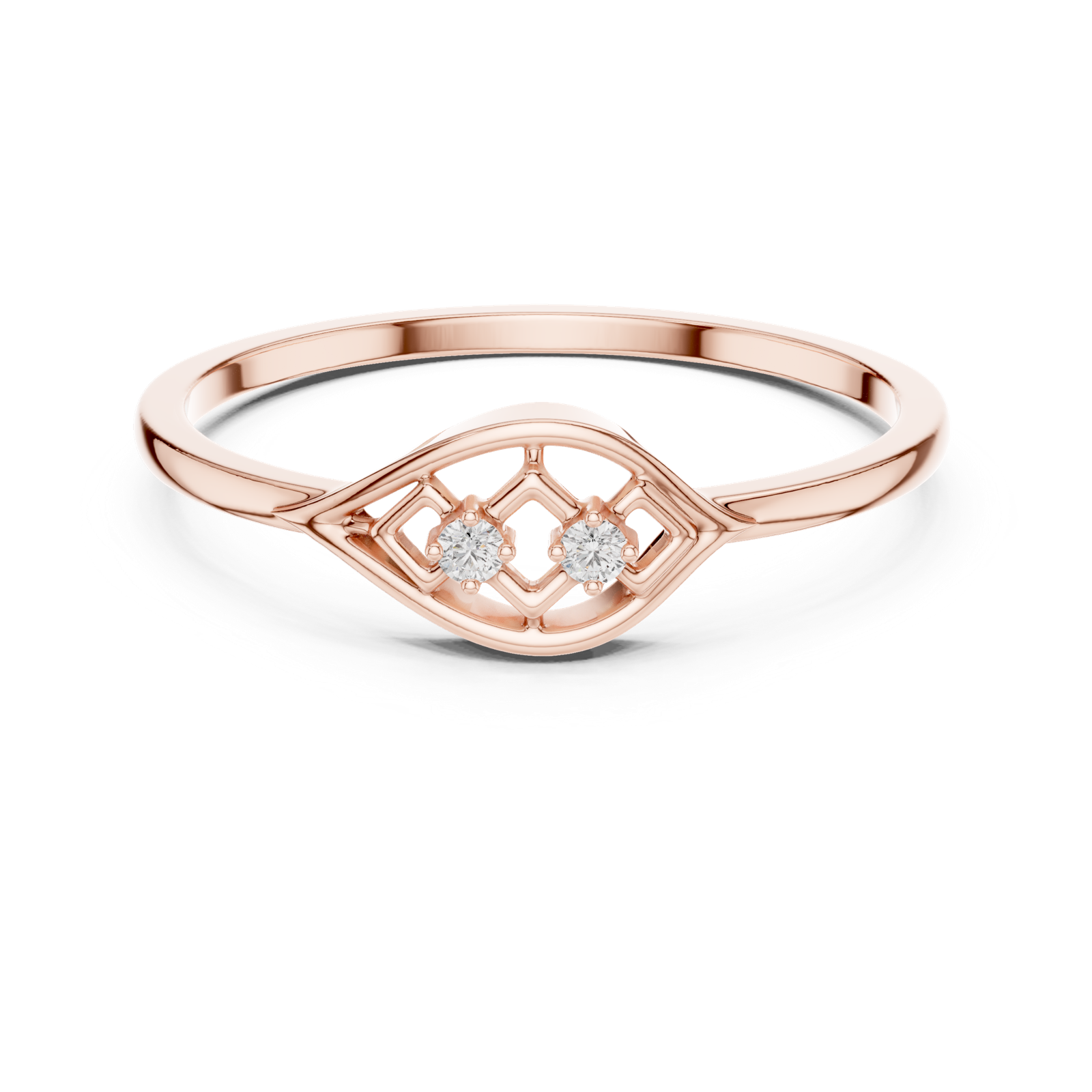 Gold Ring DR-6187, Rose Gold, view 4