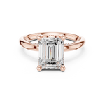 Gold Ring, Emerald center stone, Rose Gold, view 4