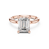 Gold Ring, Emerald center stone, Rose Gold, view 4