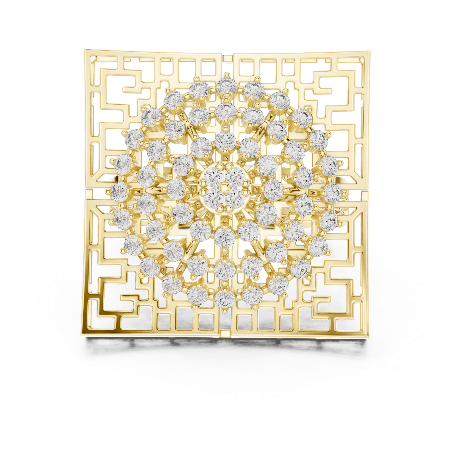 14K Solid Gold Lab Diamond Signet Ring, Yellow Gold