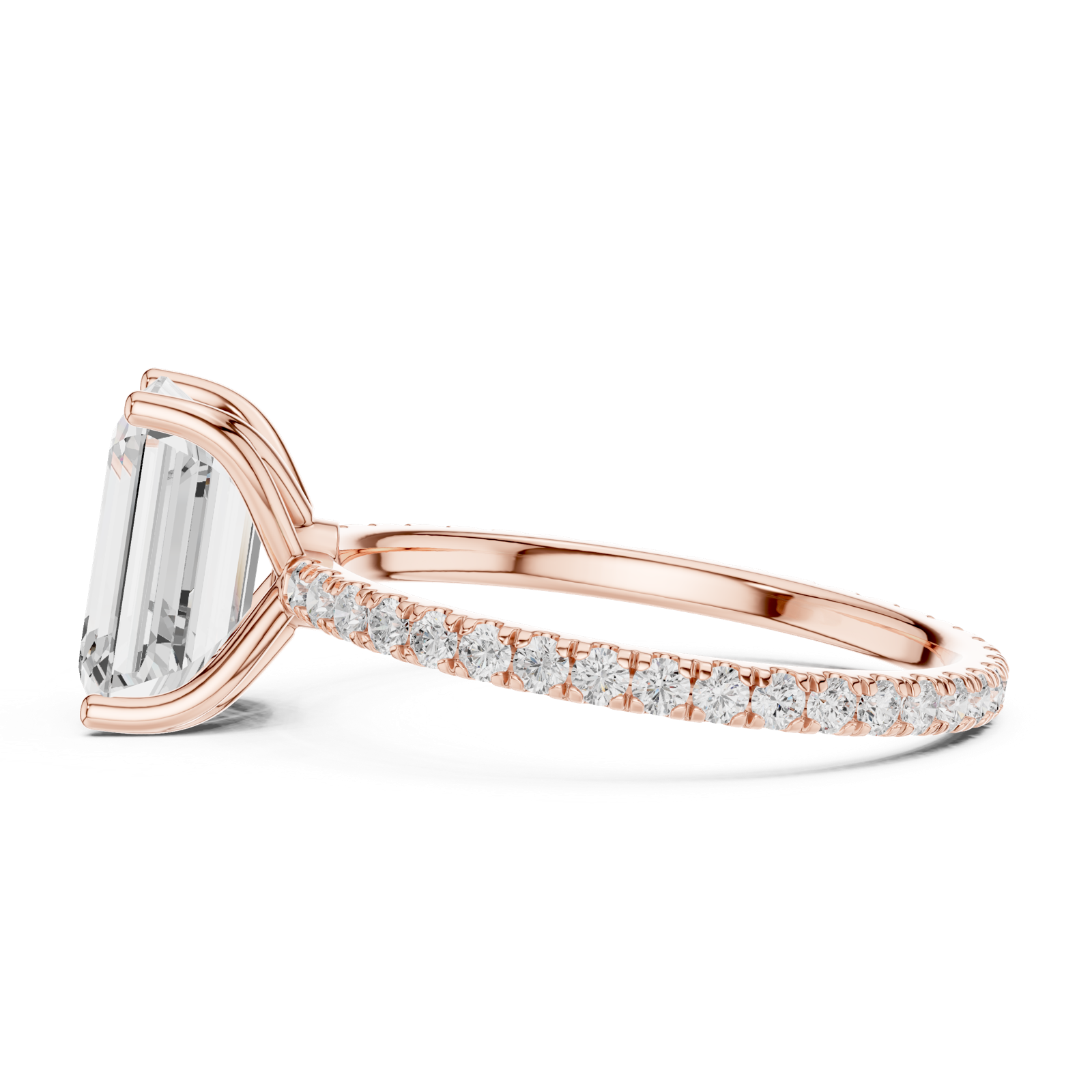 Gold Jewelry, Emerald center stone, Rose Gold, view 3